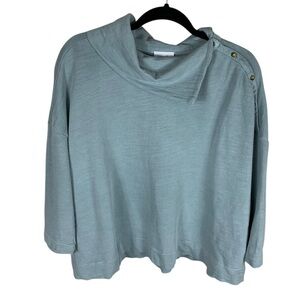 *2/$30* PureJill J. Jill Blue Button Shoulder Long Sleeve Cotton Sweatshirt PXL